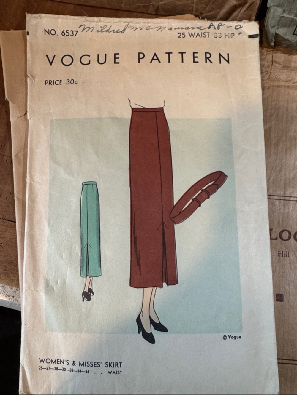 Vogue Vintage Skirt Pattern No. 6537